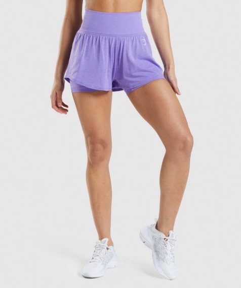 Women's Gymshark Vital Seamless 2.0 2-in-1 Shorts Light Purple | NZ 8ALWDE